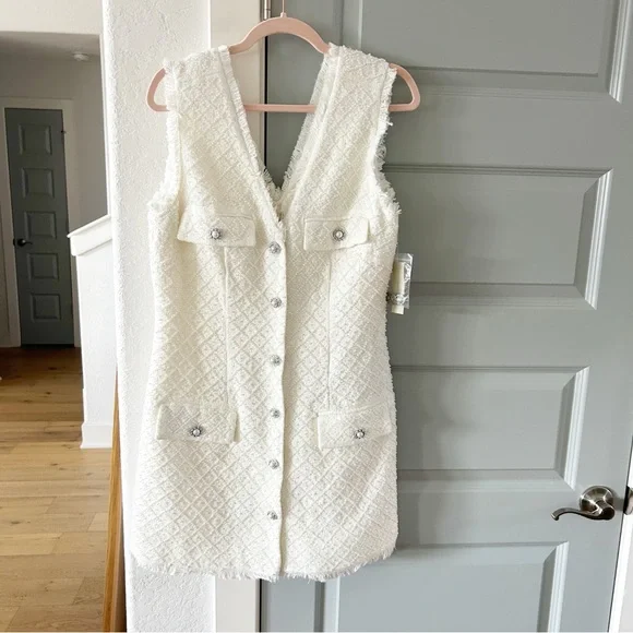 NWT Anthropologie BHLDN Ella Tweed Pearl Dress Bridal - Picture 4 of 11